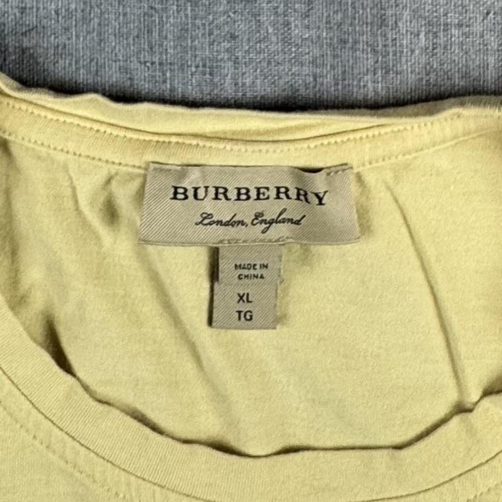 Burberry Shirt Womens XL Yellow Nova Check Cuff Short Sleeve Stretch Crewneck - Picture 4 of 8